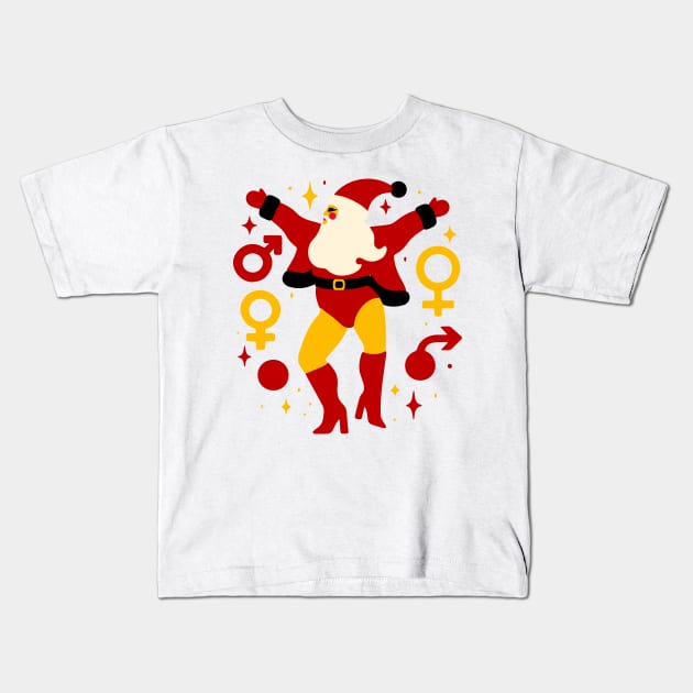 Dancing Santa Christmas Eve Party T Shirt Kids T-Shirt by L.C. Tarot